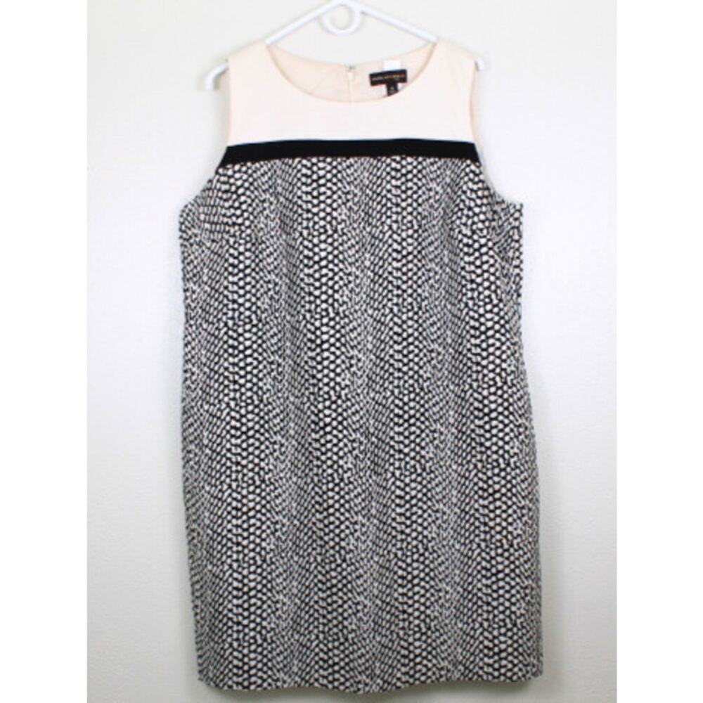 Dana Buchman Sheath Dress Black White Size 16 Sleeveless Lined Office Siren NWOT